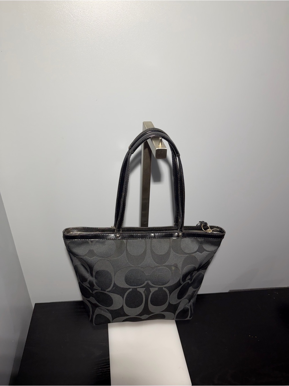 Coach poppy Black Signature Canvas Tote with Purple Accents - Picture 4 of 10